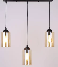 Oświetlenie Przedpokoju|Oświetlenie Jadalni>Candellux Lighting Lampa wisząca listwa czarno/brązowa 3xE27 Bistro