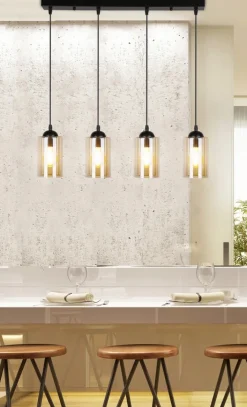 Oświetlenie Przedpokoju|Oświetlenie Sypialni></noscript>Candellux Lighting Lampa wisząca listwa czarno/brązowa 4xE27 Bistro