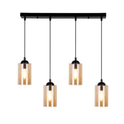 Oświetlenie Przedpokoju|Oświetlenie Sypialni></noscript>Candellux Lighting Lampa wisząca listwa czarno/brązowa 4xE27 Bistro