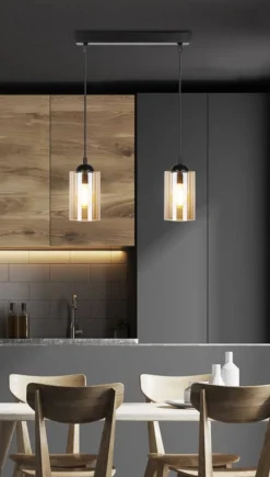 Oświetlenie Przedpokoju|Oświetlenie Jadalni>Candellux Lighting Lampa wisząca listwa czarno/brązowa 2xE27 Bistro