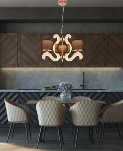 Oświetlenie Jadalni|Oświetlenie Sypialni>Candellux Lighting Lampa wisząca miedziana 3x40W LED 18,4W żyrandol Ambrosia