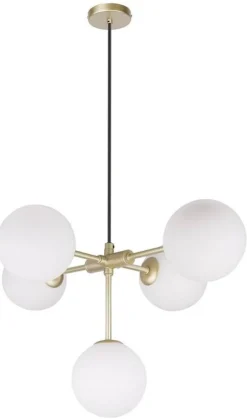 Oświetlenie Przedpokoju|Oświetlenie Jadalni>Candellux Lighting Lampa wisząca mosiądz mleczny klosz kulka 5x28W Mati