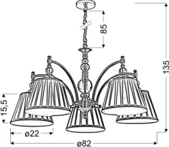 Oświetlenie Sypialni|Oświetlenie Salonu></noscript>Candellux Lighting Lampa wisząca patynowa regulowan łańcuch 5x40W E14 Auctin