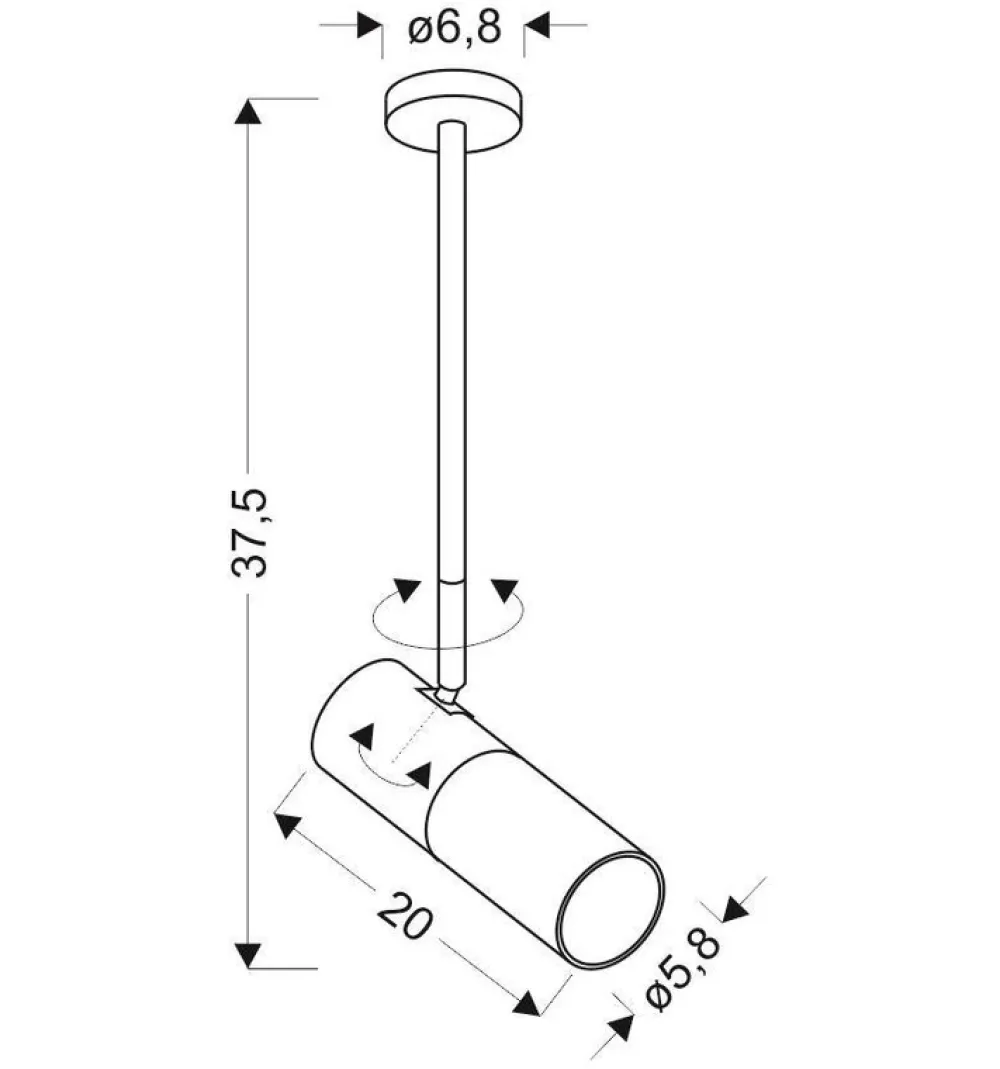 Oświetlenie Przedpokoju|Oświetlenie Sypialni>Candellux Lighting Lampa wisząca regulowana tuba czarno-biała