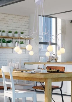 Oświetlenie Przedpokoju|Oświetlenie Sypialni>Candellux Lighting Lampa wisząca sufitowa biała matowa oprawa 8x40W Basso