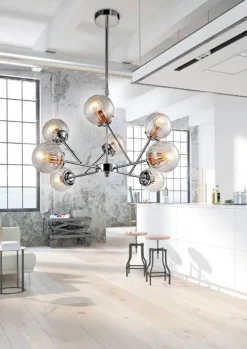 Oświetlenie Przedpokoju|Oświetlenie Jadalni>Candellux Lighting Lampa wisząca sufitowa chrom szklane klosze 8x40W Best