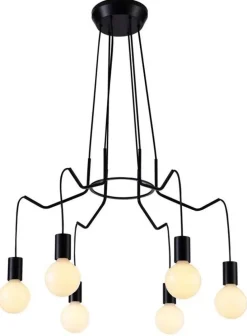 Oświetlenie Przedpokoju|Oświetlenie Jadalni>Candellux Lighting Lampa wisząca sufitowa czarna matowa oprawa 6x40W Basso