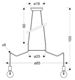 Oświetlenie Przedpokoju|Oświetlenie Jadalni></noscript>Candellux Lighting Lampa wisząca sufitowa czarna matowa oprawa 8x40W Basso