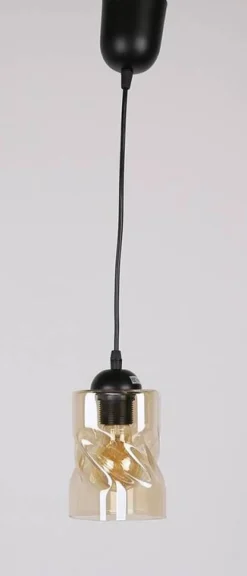 Oświetlenie Przedpokoju|Oświetlenie Jadalni></noscript>Candellux Lighting Lampa wisząca szklana czarna/bursztynowa Felis