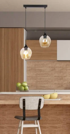 Oświetlenie Jadalni|Oświetlenie Sypialni>Candellux Lighting Lampa wisząca szklana czarno brązowa 2xE27 Aspa