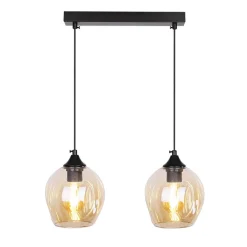 Oświetlenie Jadalni|Oświetlenie Sypialni></noscript>Candellux Lighting Lampa wisząca szklana czarno brązowa 2xE27 Aspa