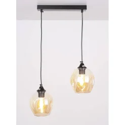 Oświetlenie Jadalni|Oświetlenie Sypialni></noscript>Candellux Lighting Lampa wisząca szklana czarno brązowa 2xE27 Aspa