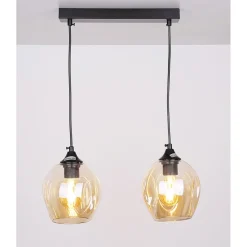Oświetlenie Jadalni|Oświetlenie Sypialni></noscript>Candellux Lighting Lampa wisząca szklana czarno brązowa 2xE27 Aspa