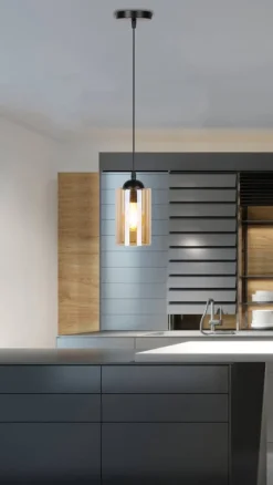 Oświetlenie Przedpokoju|Oświetlenie Jadalni>Candellux Lighting Lampa wisząca 1xE27 szklana czarno/brązowa Bistro