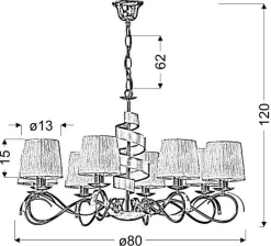 Oświetlenie Przedpokoju|Oświetlenie Jadalni></noscript>Candellux Lighting Lampa wisząca żyrandol chrom złoty 8x40W regulowany Decanis