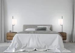 Oświetlenie Jadalni|Oświetlenie Sypialni>Ledea Lampka nocna czarna klosz biały Tokyo