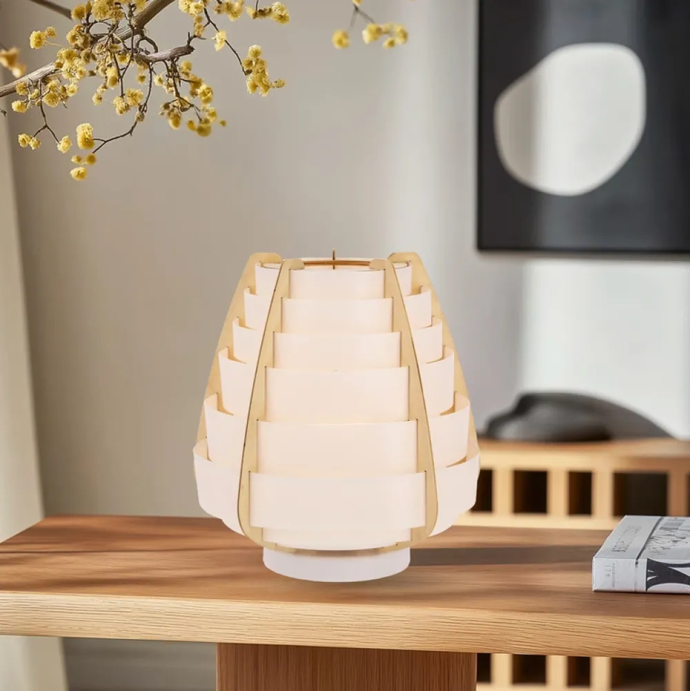 Oświetlenie Jadalni|Oświetlenie Salonu>Ledea Lampka stołowa beżowa drewno Nagoja