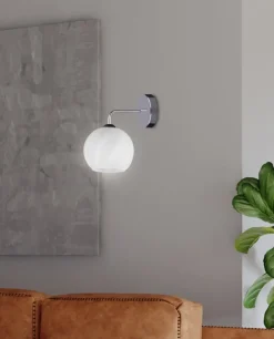 Oświetlenie Przedpokoju|Oświetlenie Jadalni>Candellux Lighting LARIX LAMPA ŚCIENNA KINKIET CHROMOWY 1X40W E27 KLOSZ BIAŁY