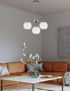 Oświetlenie Przedpokoju|Oświetlenie Jadalni>Candellux Lighting LARIX LAMPA WISZĄCA CHROMOWY 3X40W E27 KLOSZ BIAŁY