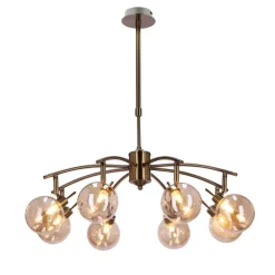 Oświetlenie Jadalni|Oświetlenie Sypialni>Candellux Lighting LENTINI LAMPA WISZĄCA PATYNOWY 8X40W G9 KLOSZ BURSZTYNOWY