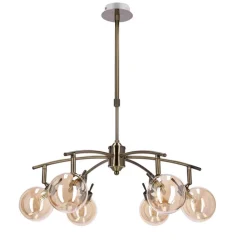 Oświetlenie Przedpokoju|Oświetlenie Jadalni></noscript>Candellux Lighting LENTINI LAMPA WISZĄCA PATYNOWY 6X40W G9 KLOSZ BURSZTYNOWY