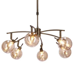 Oświetlenie Przedpokoju|Oświetlenie Jadalni></noscript>Candellux Lighting LENTINI LAMPA WISZĄCA PATYNOWY 6X40W G9 KLOSZ BURSZTYNOWY