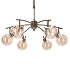 Oświetlenie Przedpokoju|Oświetlenie Jadalni></noscript>Candellux Lighting LENTINI LAMPA WISZĄCA PATYNOWY 6X40W G9 KLOSZ BURSZTYNOWY