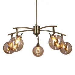 Oświetlenie Przedpokoju|Oświetlenie Jadalni></noscript>Candellux Lighting LENTINI LAMPA WISZĄCA PATYNOWY 5X40W G9 KLOSZ BURSZTYNOWY