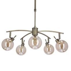 Oświetlenie Przedpokoju|Oświetlenie Jadalni></noscript>Candellux Lighting LENTINI LAMPA WISZĄCA PATYNOWY 5X40W G9 KLOSZ BURSZTYNOWY