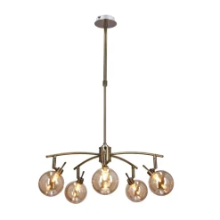 Oświetlenie Przedpokoju|Oświetlenie Jadalni></noscript>Candellux Lighting LENTINI LAMPA WISZĄCA PATYNOWY 5X40W G9 KLOSZ BURSZTYNOWY