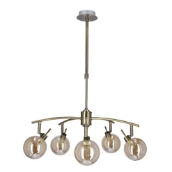 Oświetlenie Przedpokoju|Oświetlenie Jadalni></noscript>Candellux Lighting LENTINI LAMPA WISZĄCA PATYNOWY 5X40W G9 KLOSZ BURSZTYNOWY