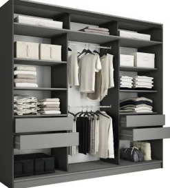 Zestawy Mebli Do Przedpokoju|Szafy Trzydrzwiowe>BROMARKT Loftowa duża szafa przesuwna z lustrem 250 cm LOFT MAX