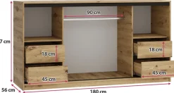 Komody></noscript>BROMARKT Loftowa komoda z szufladami 180 cm LOFT dąb artisan