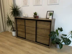 Komody></noscript>BROMARKT Loftowa komoda z szufladami 180 cm LOFT dąb artisan
