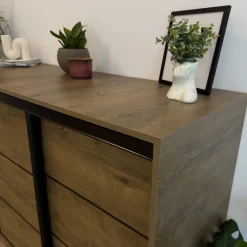 Komody></noscript>BROMARKT Loftowa komoda z szufladami 180 cm LOFT dąb artisan