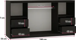 Komody></noscript>BROMARKT Loftowa komoda do sypialni 180 cm z szufladami i drążkiem LOFT
