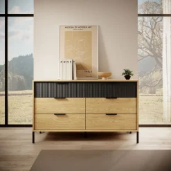 Zestawy Mebli Do Sypialni|Komody></noscript>LASKI Loftowa komoda do sypialni z szufladami 137 cm BALLESO