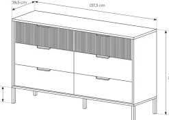 Zestawy Mebli Do Sypialni|Komody></noscript>LASKI Loftowa komoda do sypialni z szufladami 137 cm BALLESO