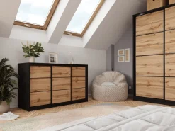 Komody></noscript>BROMARKT Loftowa komoda przesuwna 160 cm z szufladami LOFT dąb wotan