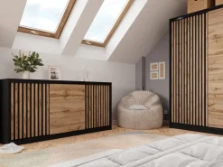 Komody></noscript>BROMARKT Loftowa komoda przesuwna do sypialni z szufladami 180 cm LOFT