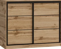 Komody>BROMARKT Loftowa komoda przesuwna z szufladami do sypialni 120 cm LOFT dąb wotan