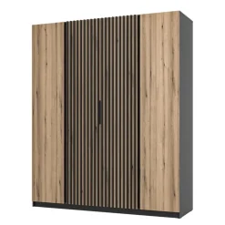 Szafy Młodzieżowe|Szafy Otwierane>Lempert Loftowa szafa czterodrzwiowa z lamelami do sypialni 200 cm KARAT
