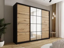 Szafy Trzydrzwiowe|Szafy Do Przedpokoju></noscript>BROMARKT Loftowa szafa przesuwna 250 cm z lustrem i półkami EDGE