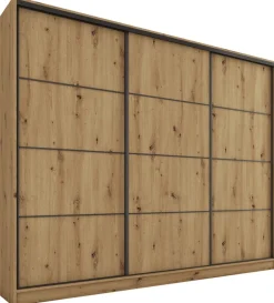 Zestawy Mebli Do Przedpokoju|Szafy Trzydrzwiowe>BROMARKT Loftowa szafa przesuwna 280 cm do garderoby LOFT MAX dąb artisan
