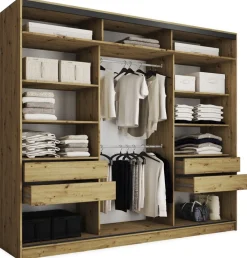 Zestawy Mebli Do Przedpokoju|Szafy Trzydrzwiowe>BROMARKT Loftowa szafa przesuwna 280 cm do garderoby LOFT MAX dąb artisan