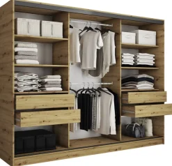 Zestawy Mebli Do Przedpokoju|Szafy Trzydrzwiowe>BROMARKT Loftowa szafa przesuwna 280 cm LOFT dąb artisan