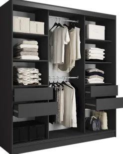 Szafy Trzydrzwiowe|Szafy Do Przedpokoju>BROMARKT Loftowa szafa przesuwna 180 cm z lustrem do sypialni EDGE