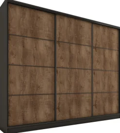 Zestawy Mebli Do Przedpokoju|Szafy Trzydrzwiowe>BROMARKT Loftowa szafa przesuwna 280 cm do garderoby LOFT MAX dąb lefkas