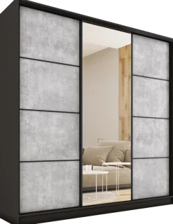 Zestawy Mebli Do Przedpokoju|Szafy Trzydrzwiowe>BROMARKT Loftowa szafa przesuwna z lustrem 200 cm LOFT MAX