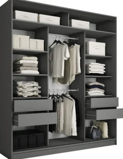 Zestawy Mebli Do Przedpokoju|Szafy Trzydrzwiowe>BROMARKT Loftowa szafa przesuwna z lustrem 200 cm LOFT MAX